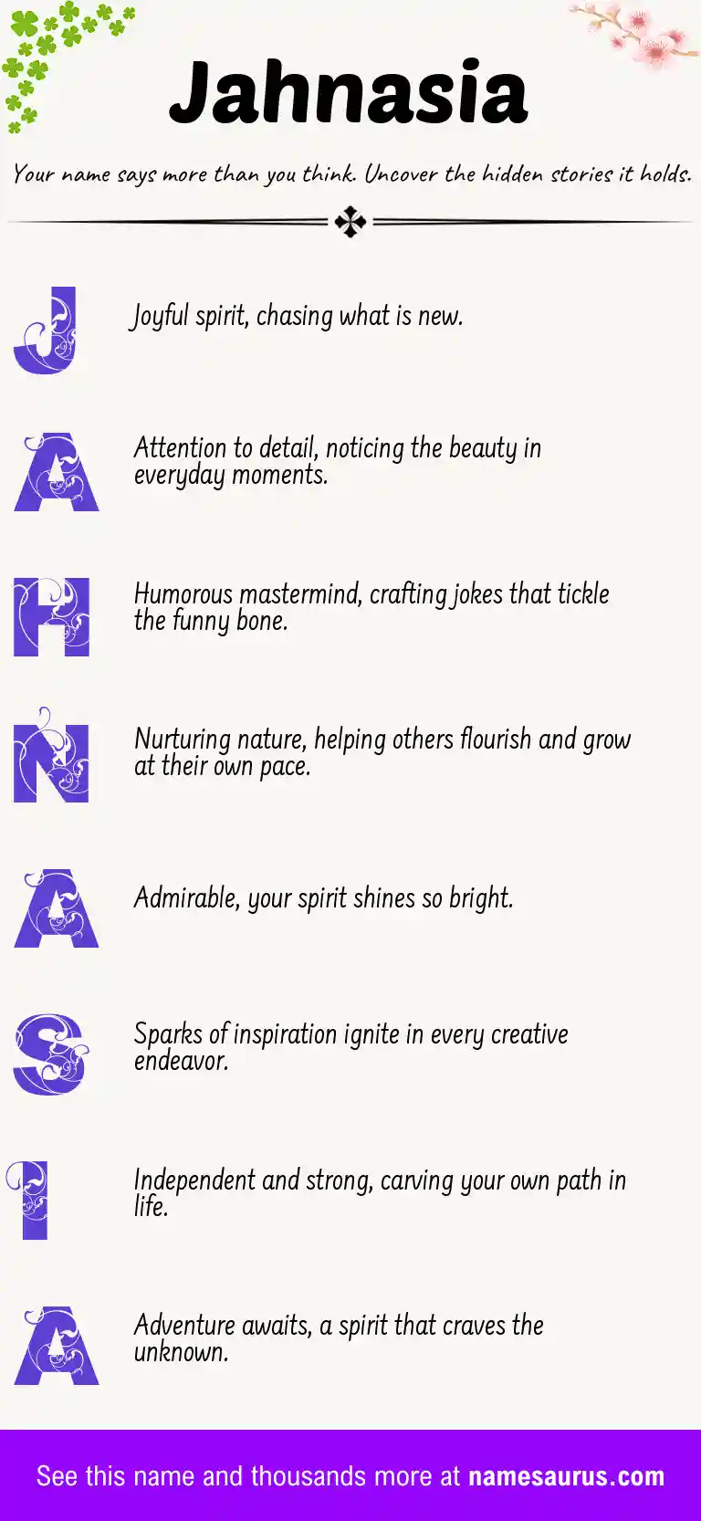 Acrostic poem about Jahnasia.