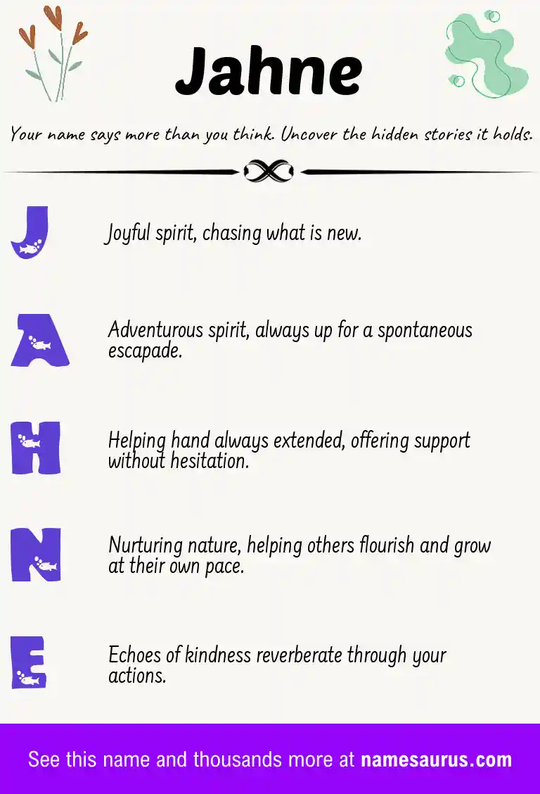 Acrostic poem about Jahne.