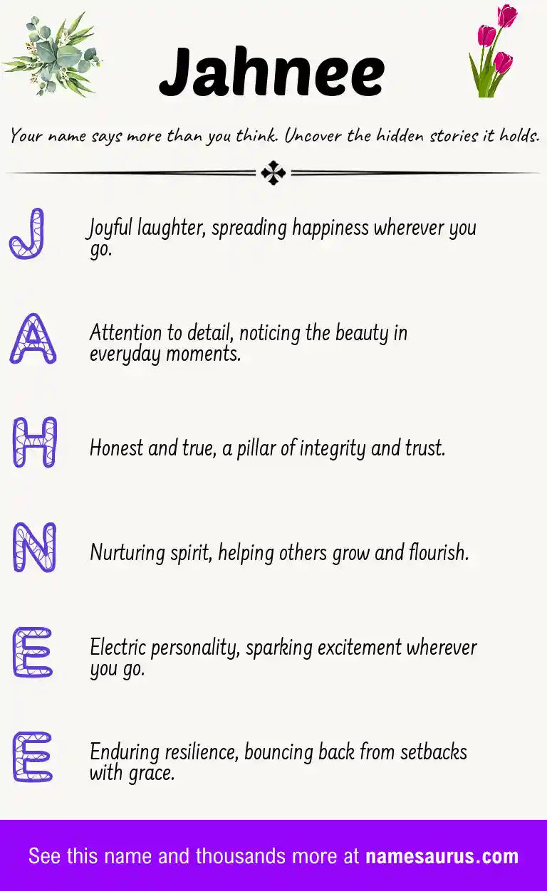 Acrostic poem about Jahnee.