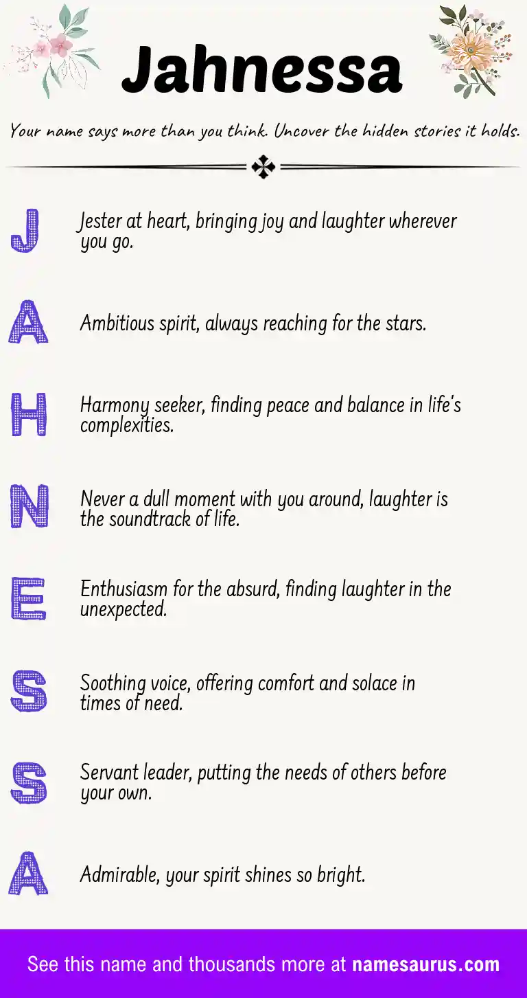 Acrostic poem about Jahnessa.