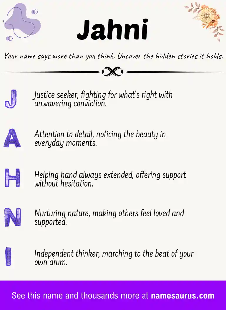 Acrostic poem about Jahni.