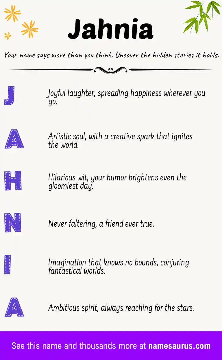 Acrostic poem about Jahnia.