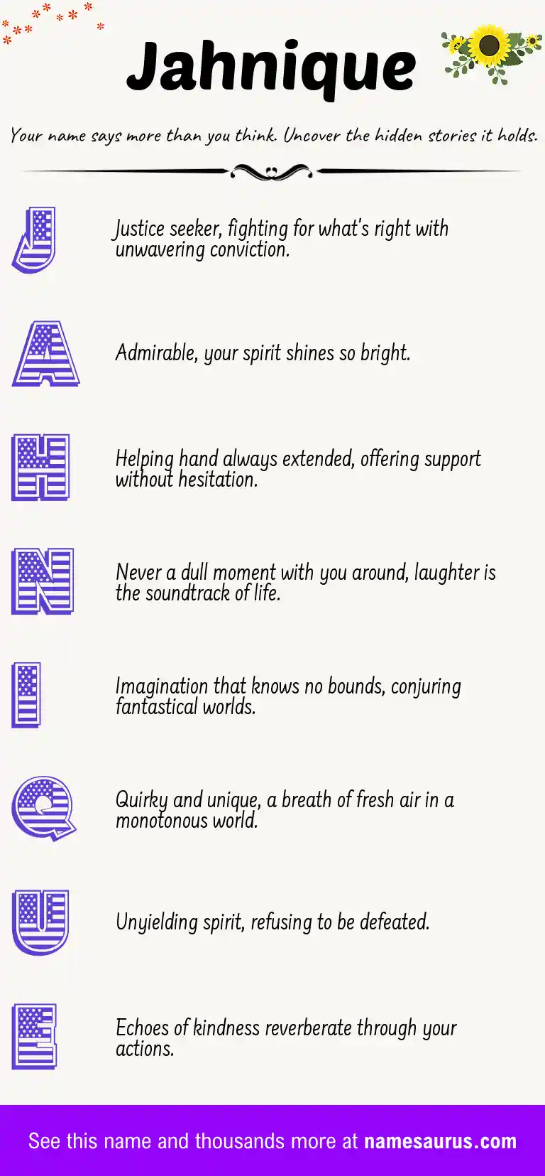 Acrostic poem about Jahnique.