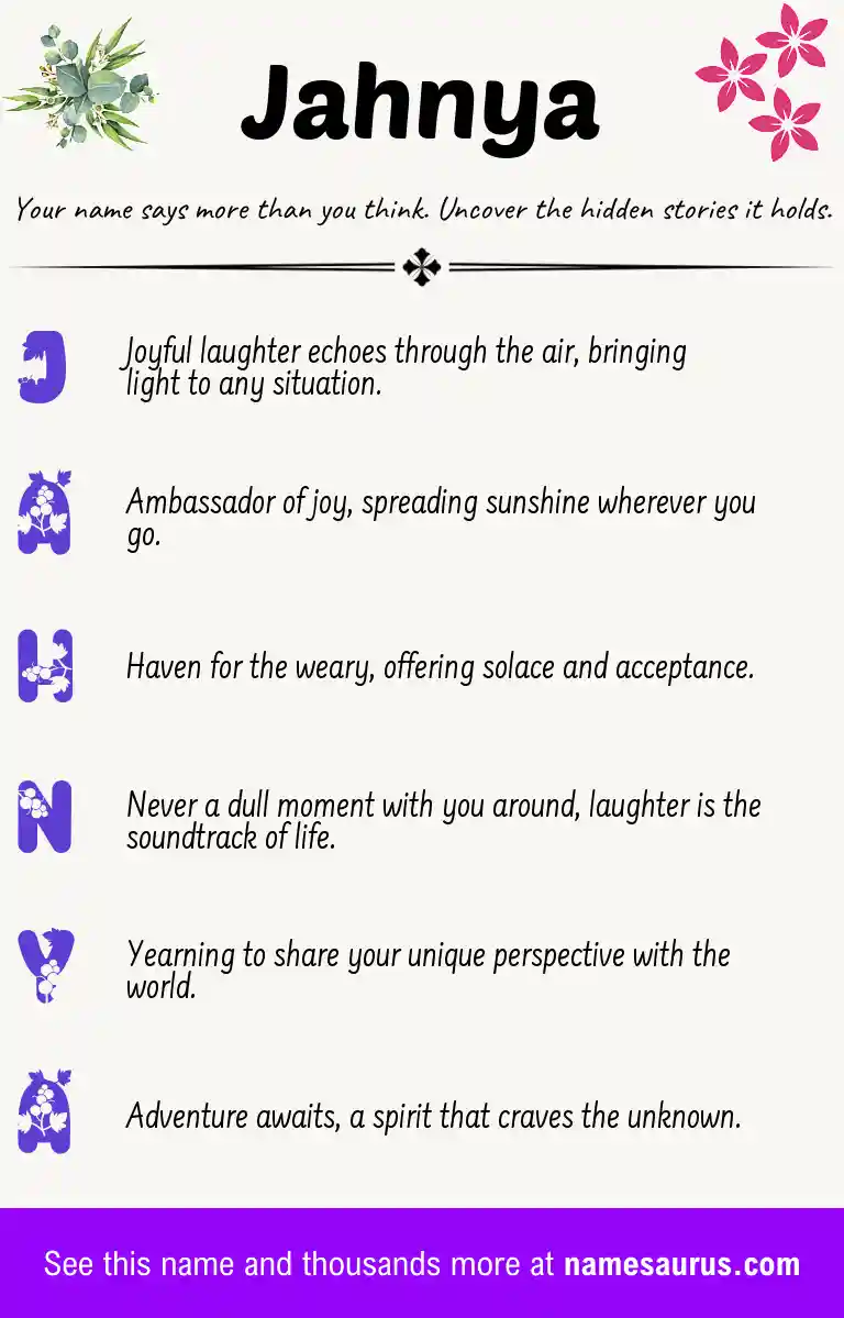 Acrostic poem about Jahnya.