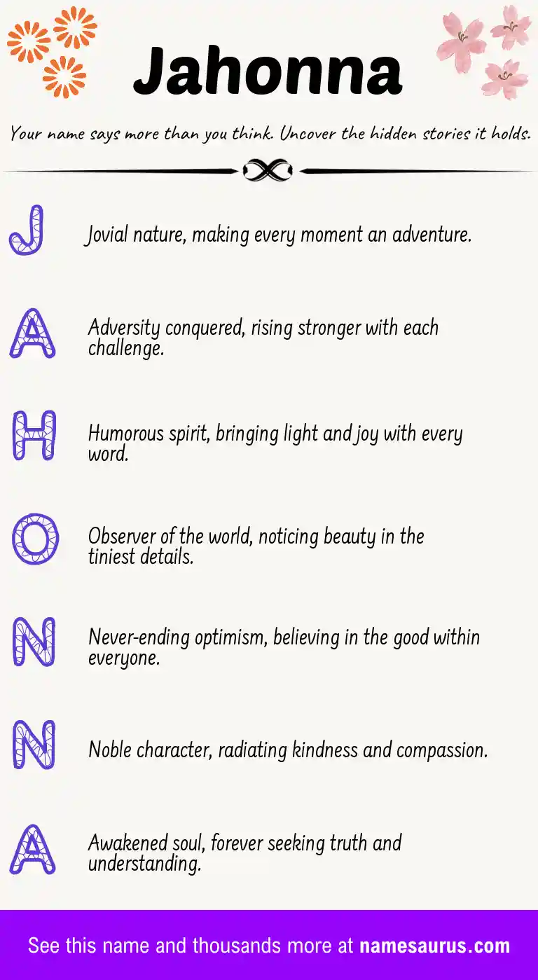 Acrostic poem about Jahonna.
