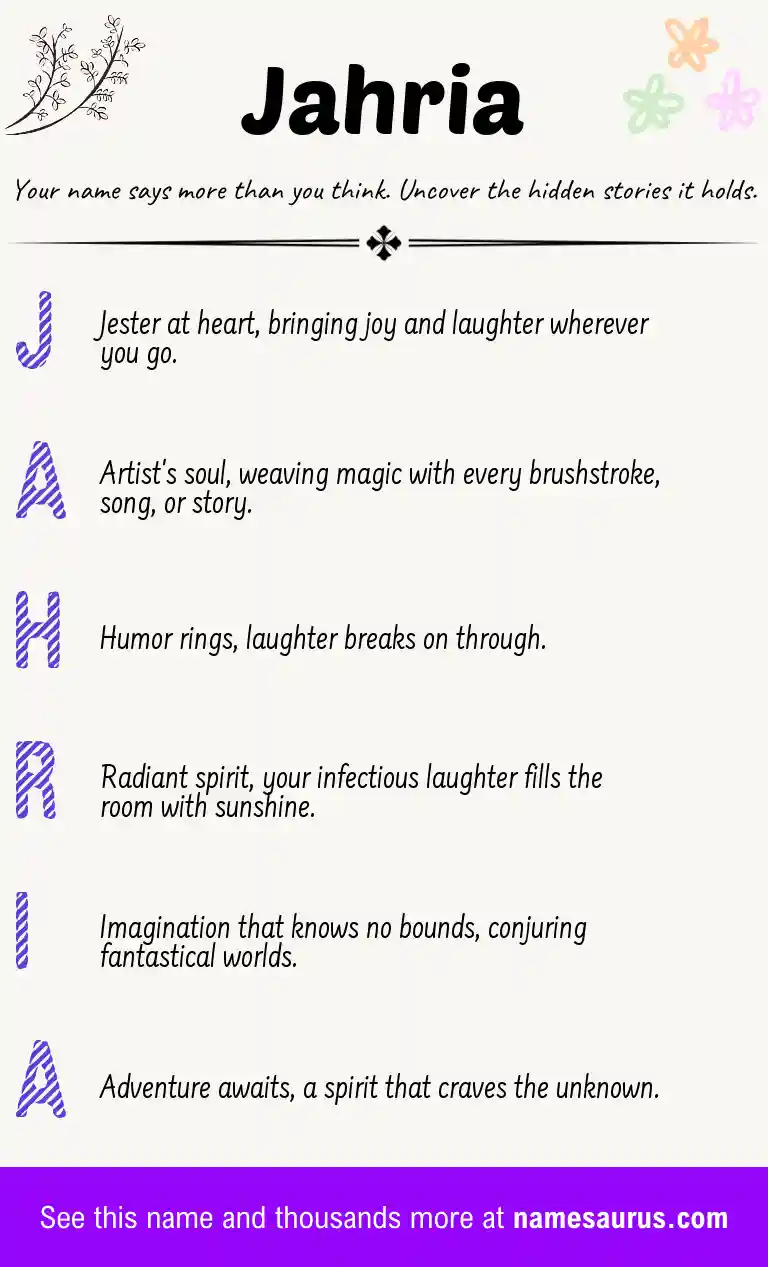 Acrostic poem about Jahria.