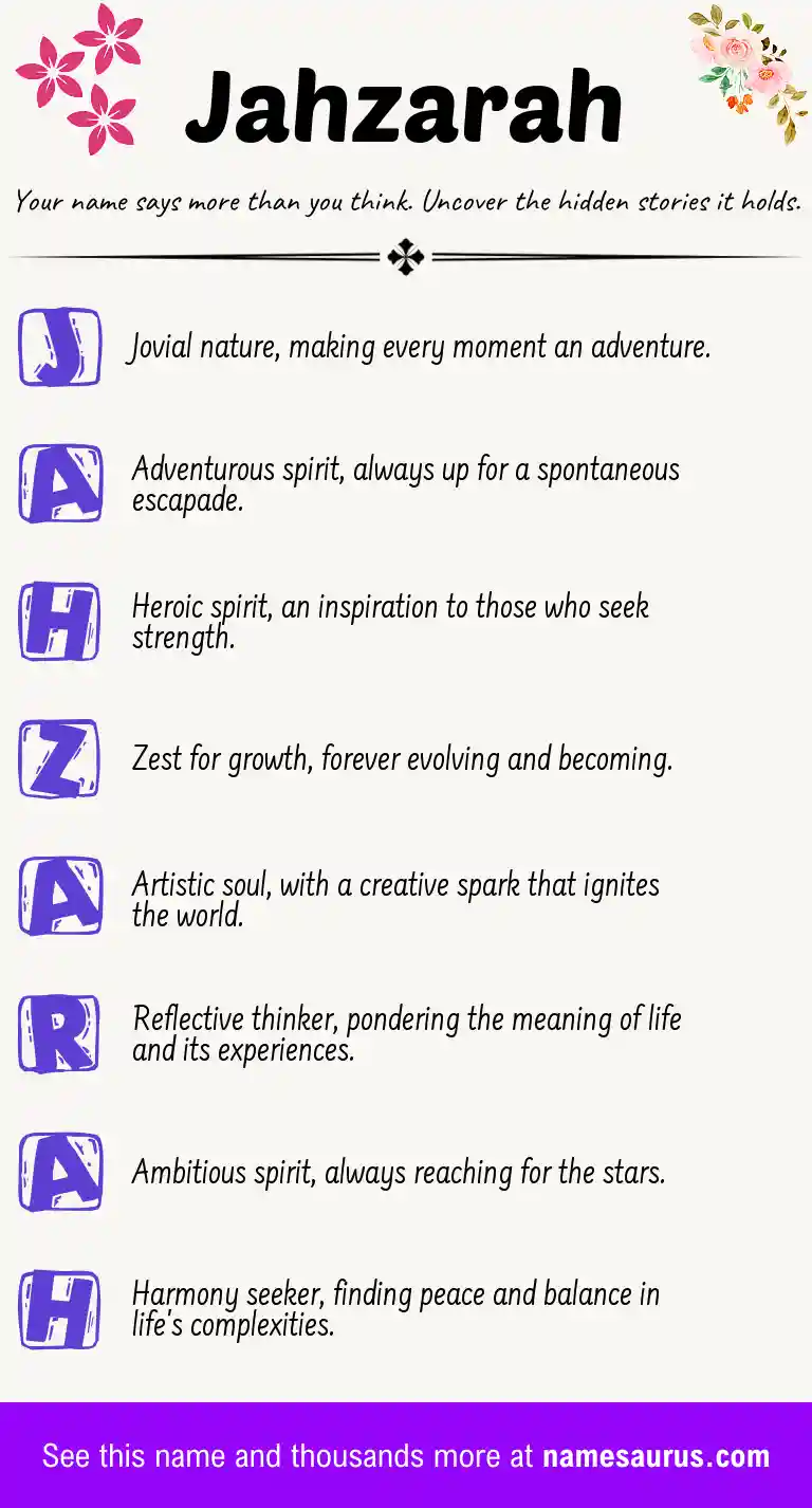 Acrostic poem about Jahzarah.