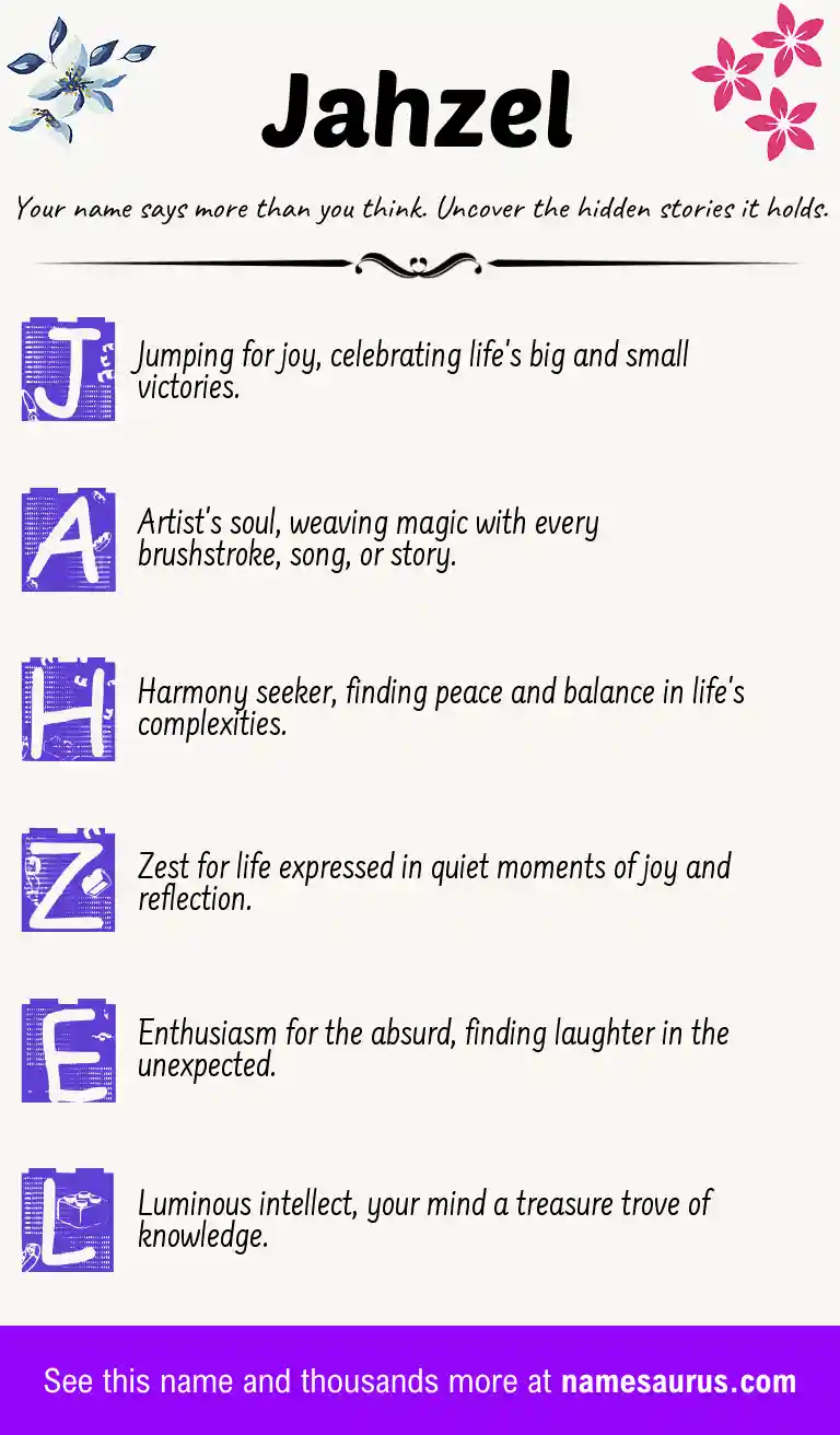 Acrostic poem about Jahzel.