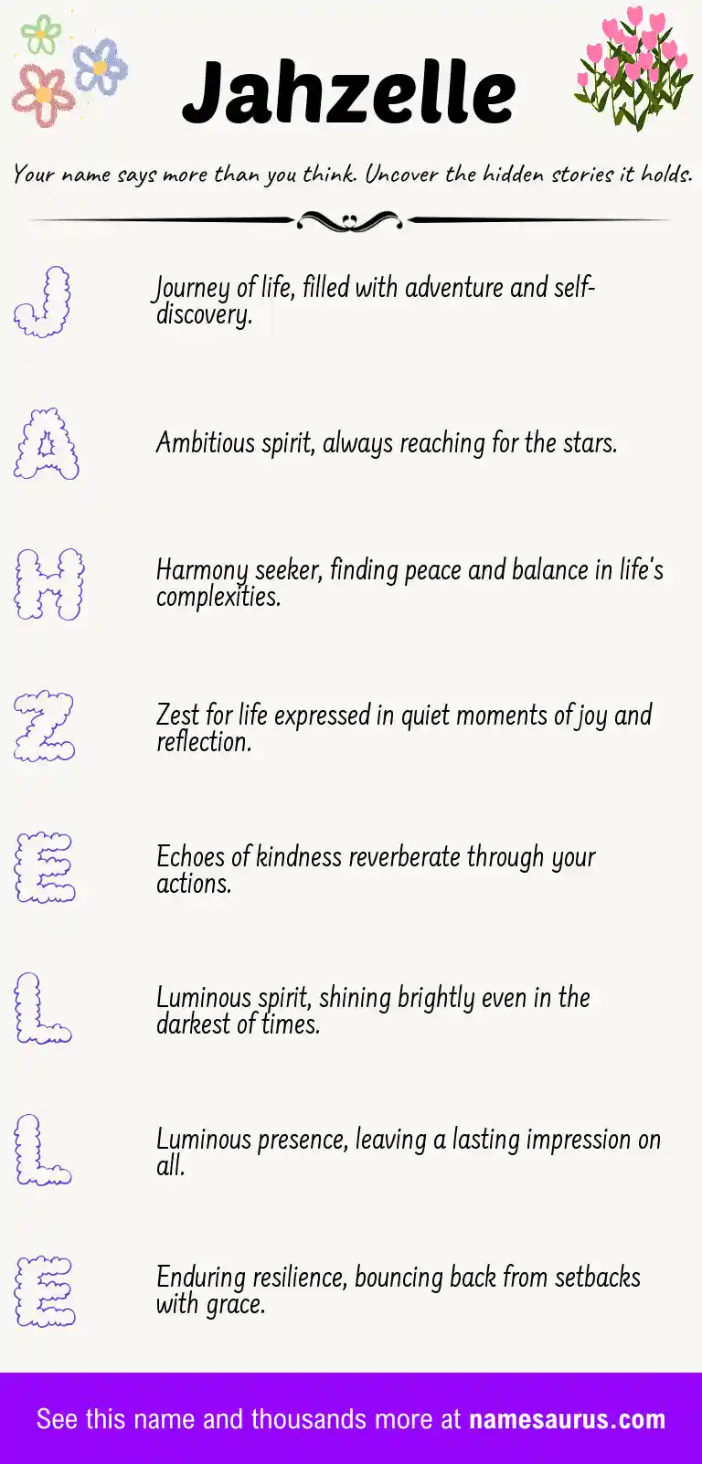 Acrostic poem about Jahzelle.