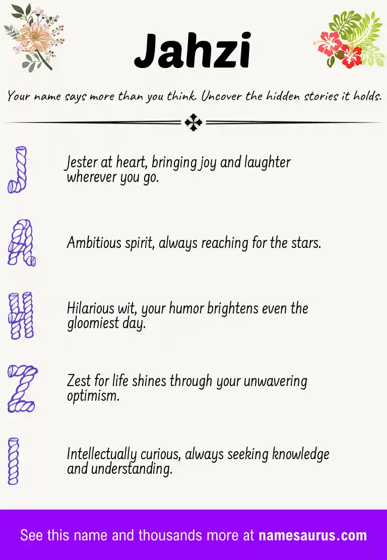 Acrostic poem about Jahzi.