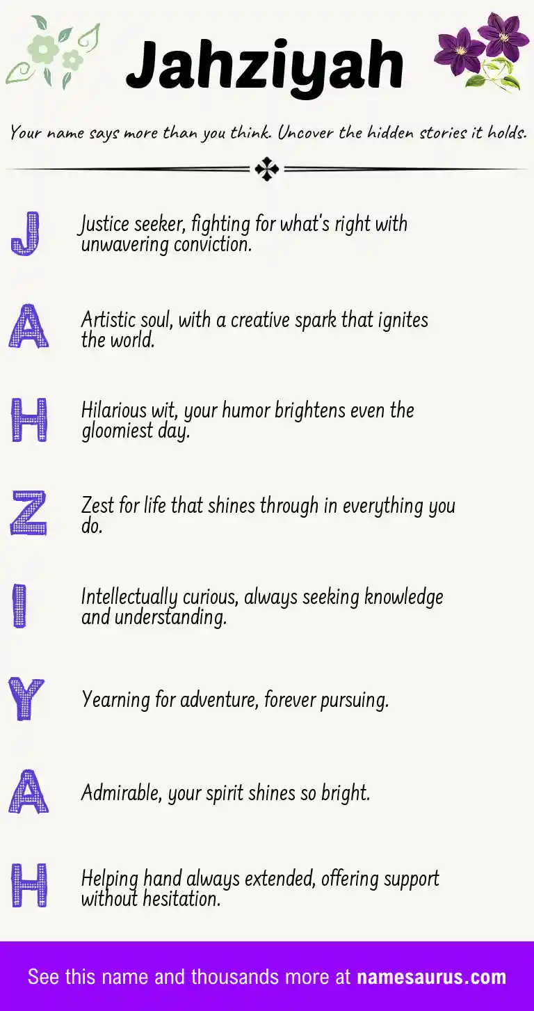 Acrostic poem about Jahziyah.