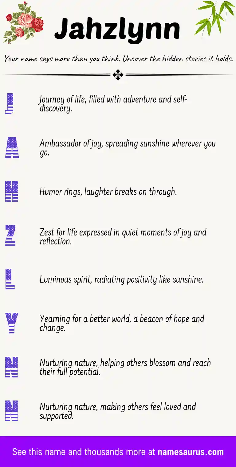 Acrostic poem about Jahzlynn.