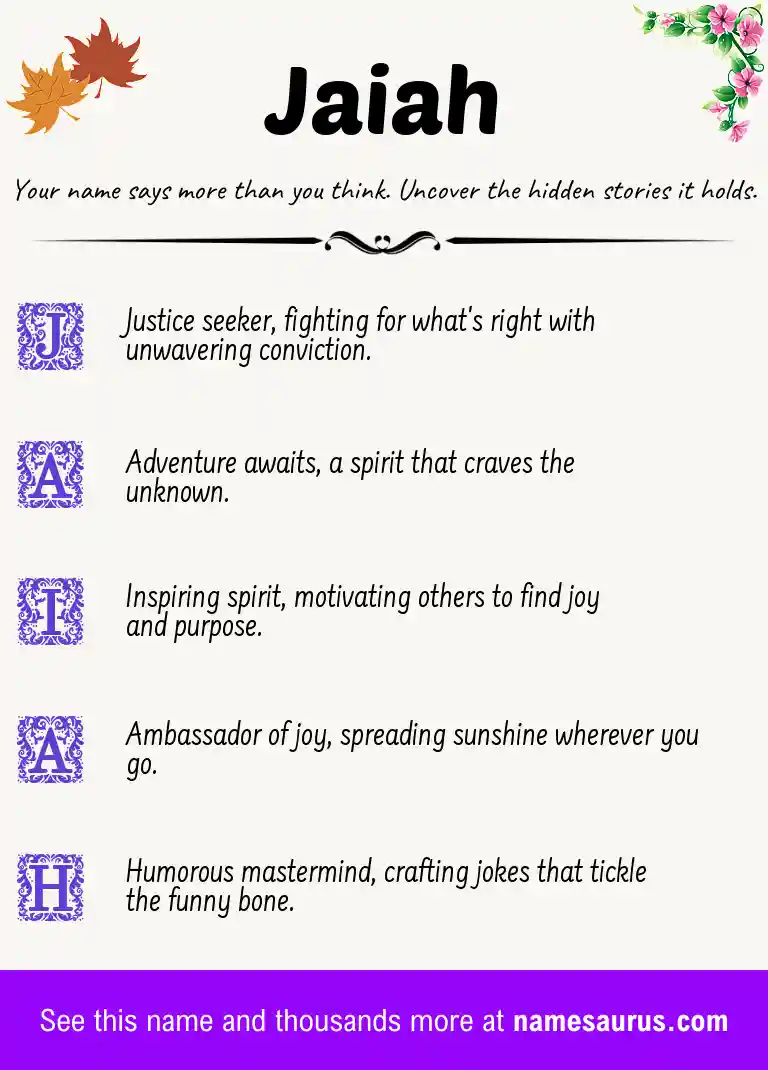 Acrostic poem about Jaiah.