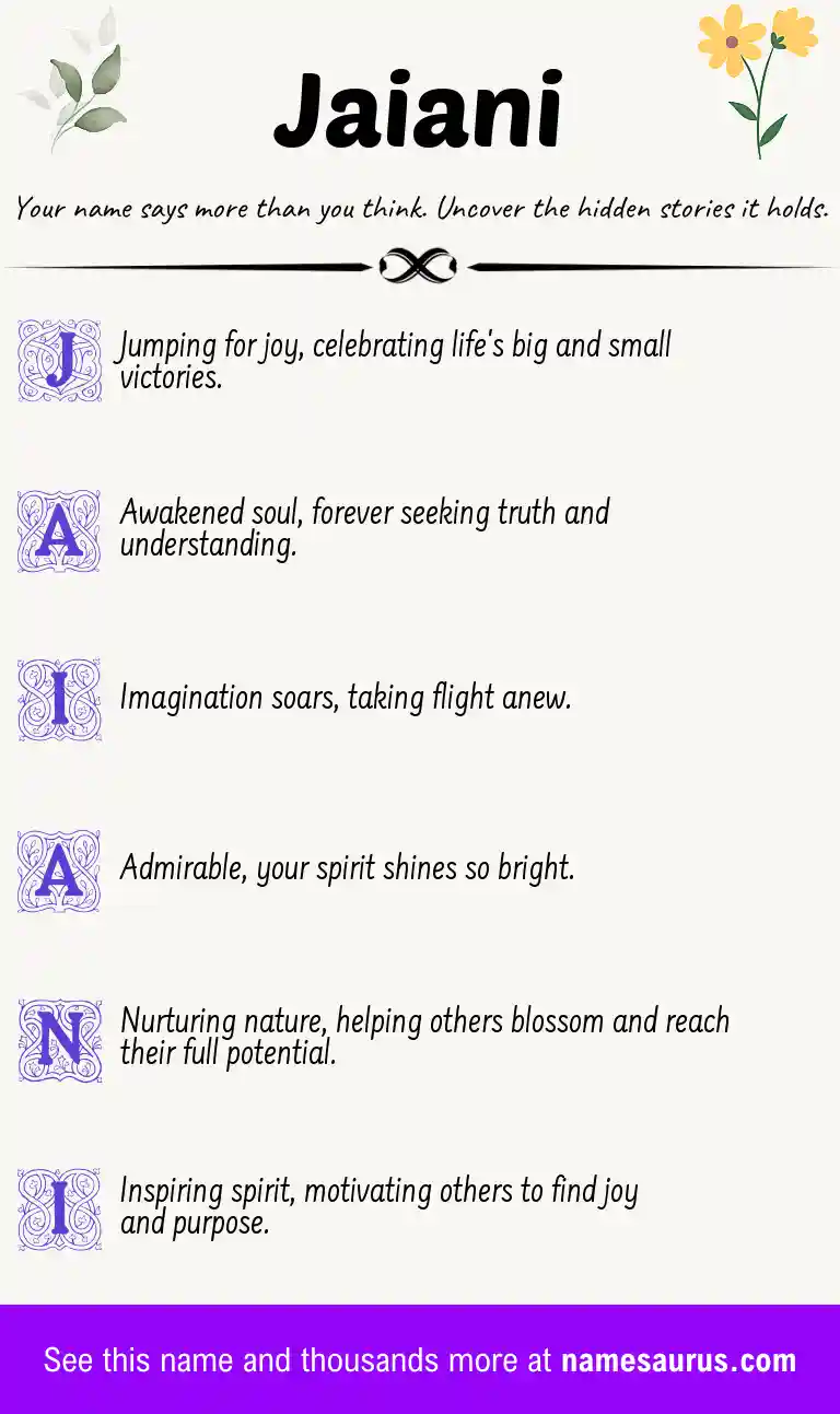 Acrostic poem about Jaiani.