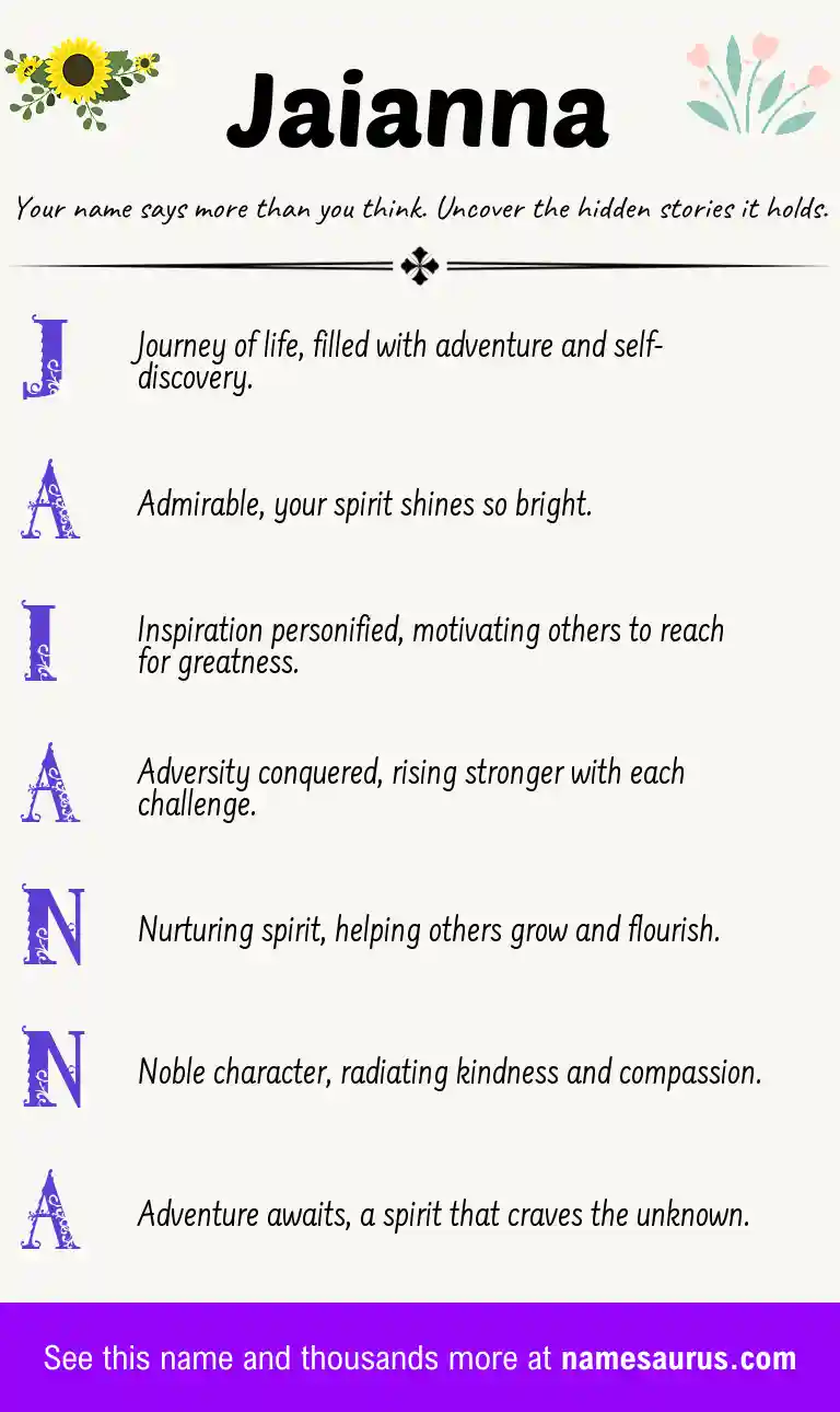 Acrostic poem about Jaianna.