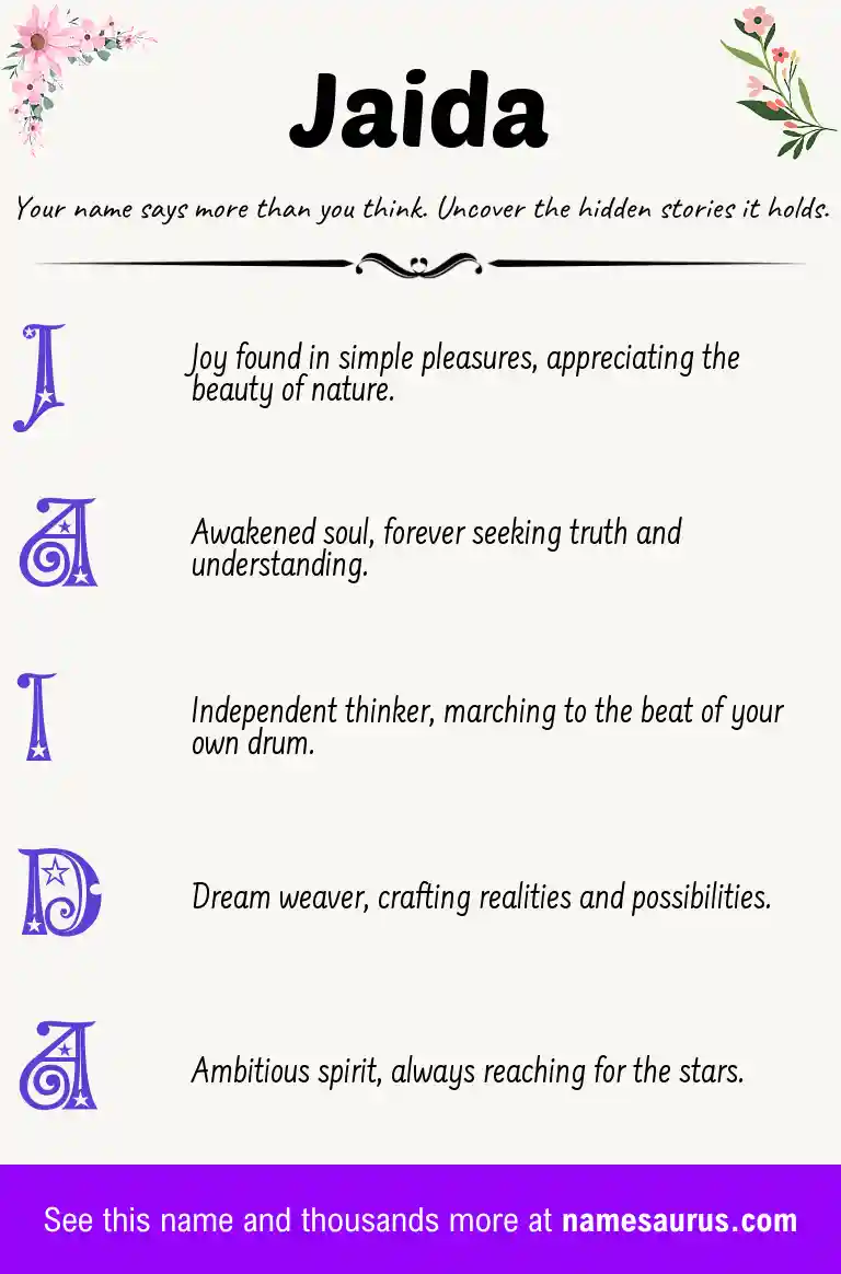 Acrostic poem about Jaida.
