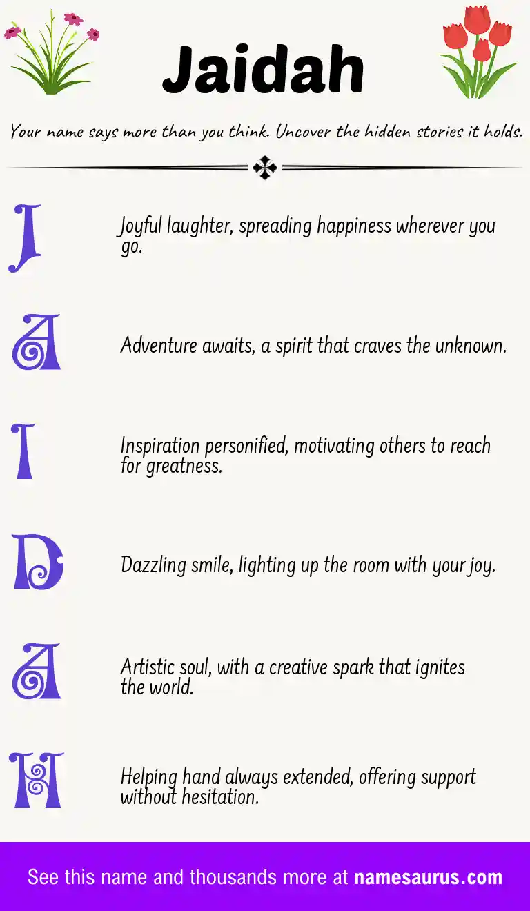 Acrostic poem about Jaidah.
