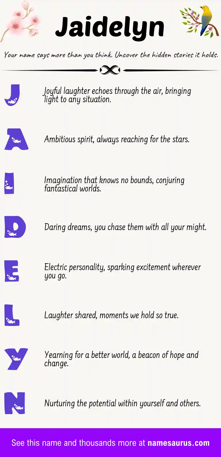 Acrostic poem about Jaidelyn.