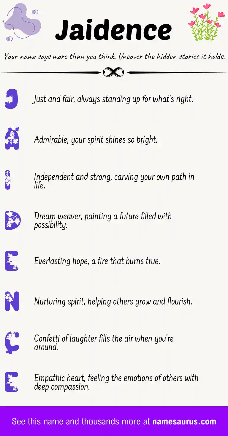 Acrostic poem about Jaidence.