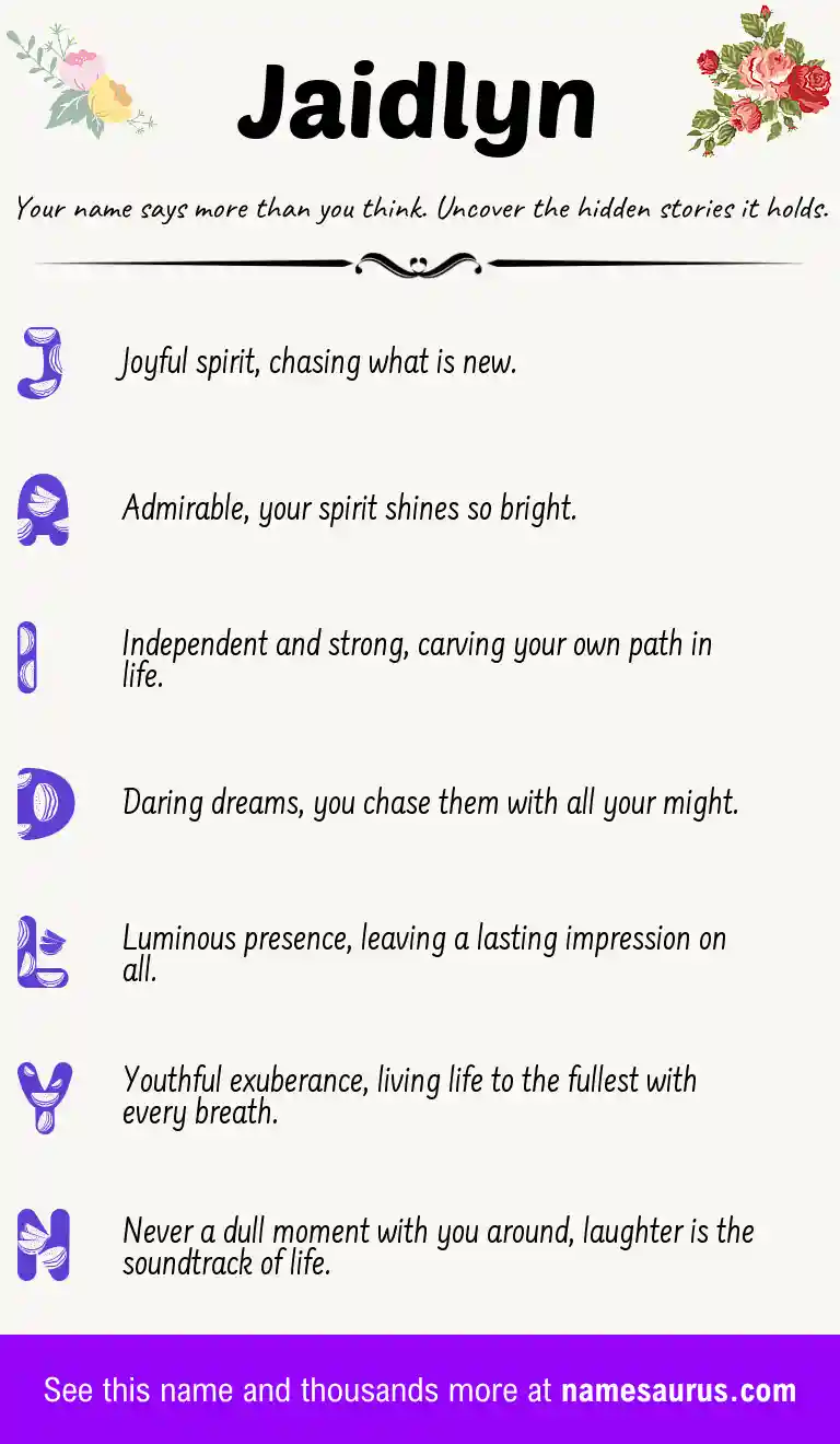 Acrostic poem about Jaidlyn.