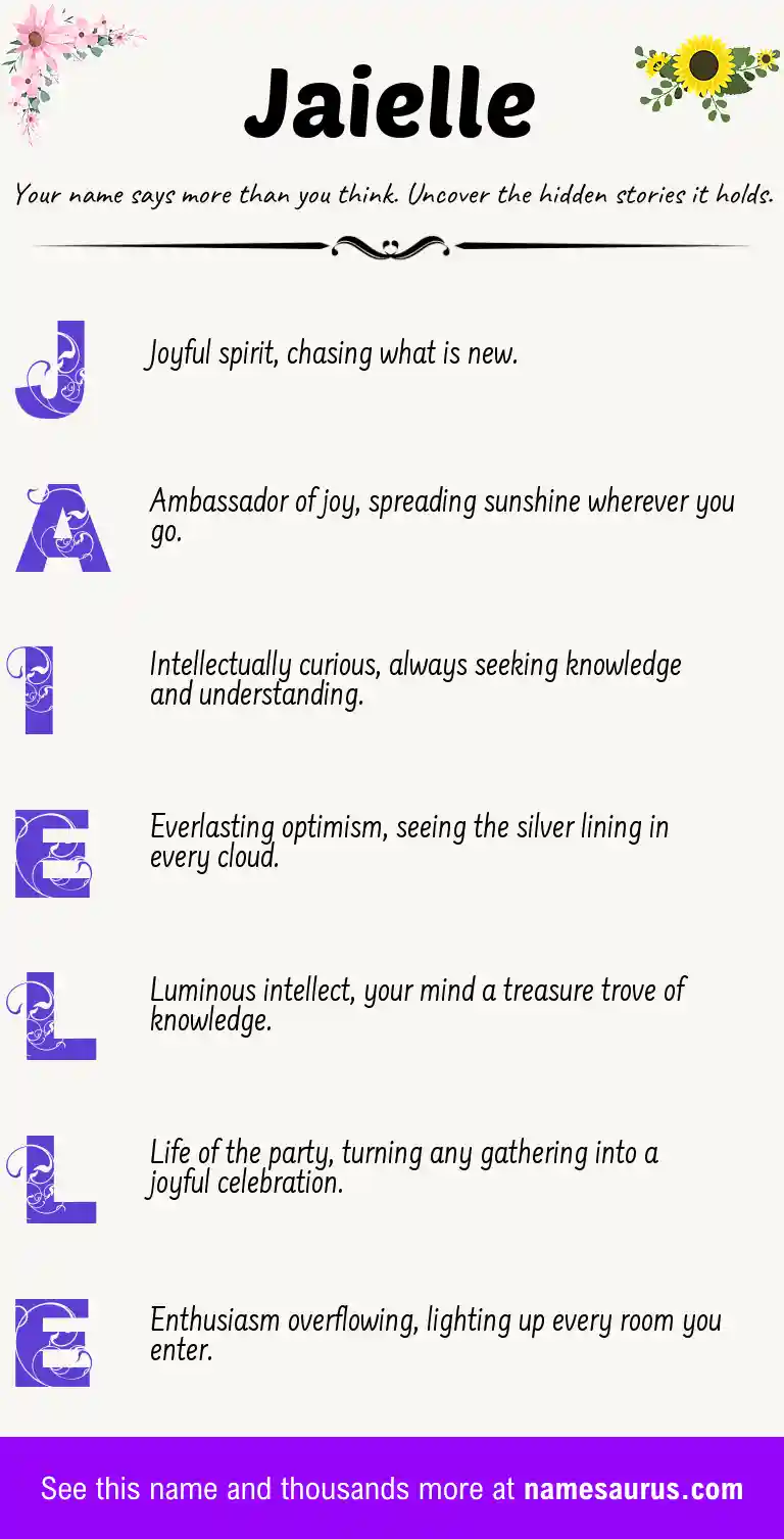 Acrostic poem about Jaielle.