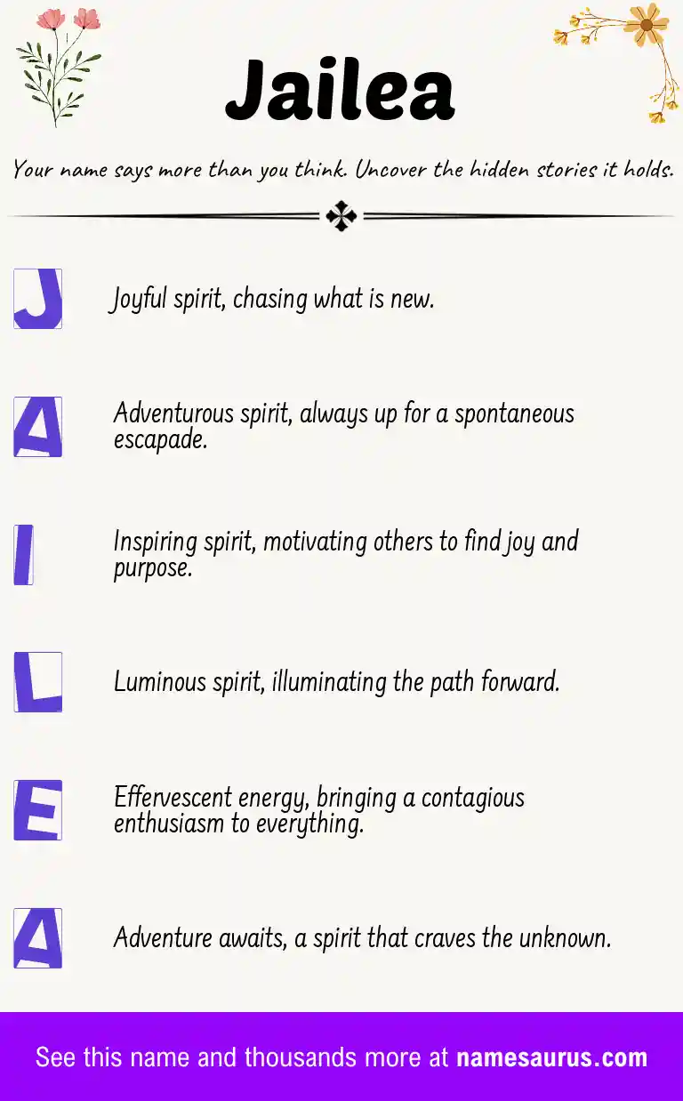 Acrostic poem about Jailea.
