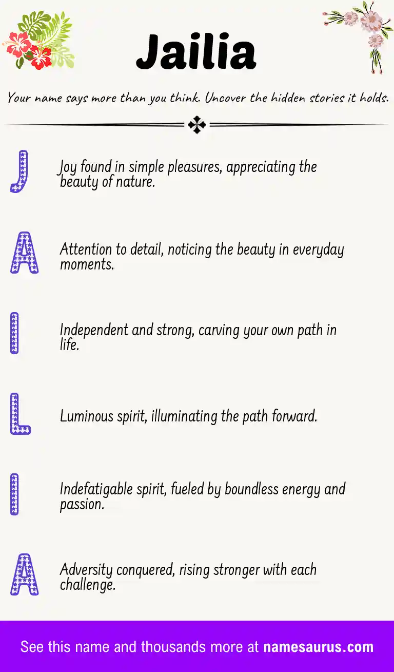 Acrostic poem about Jailia.