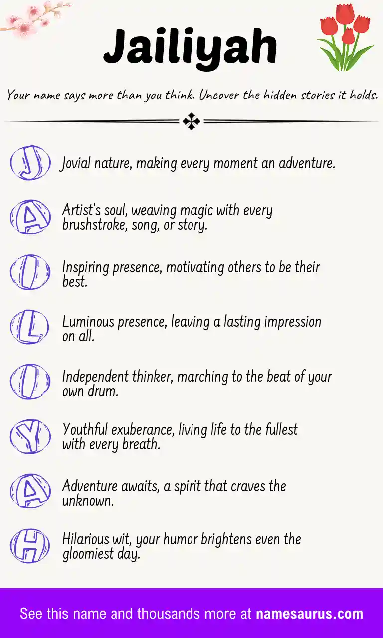 Acrostic poem about Jailiyah.