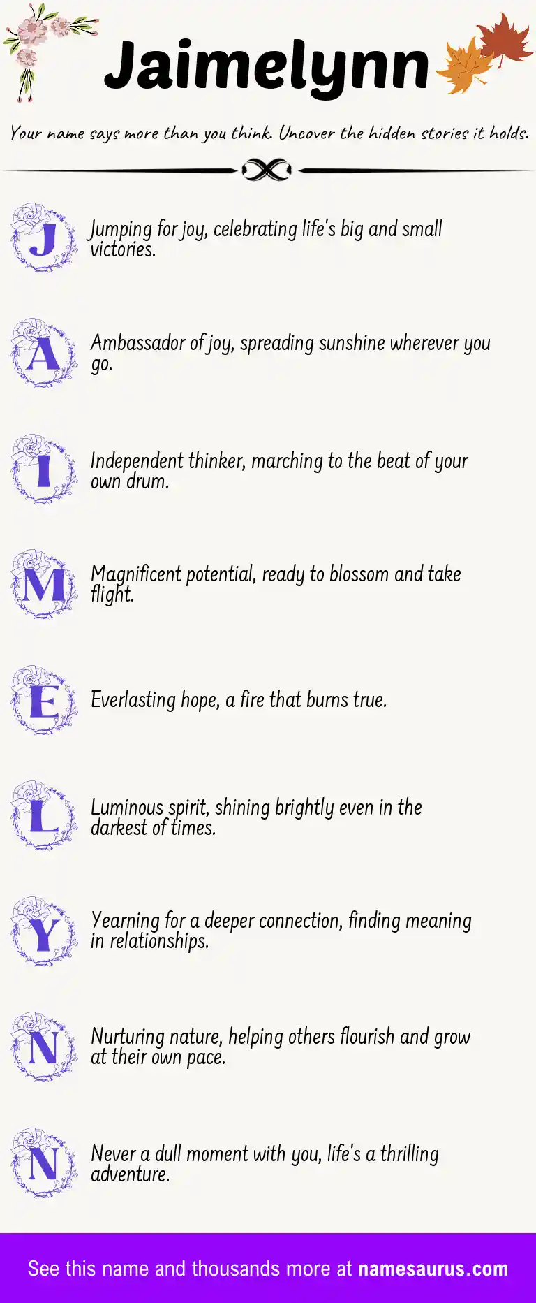 Acrostic poem about Jaimelynn.