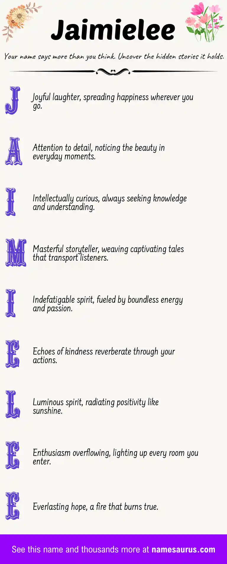 Acrostic poem about Jaimielee.