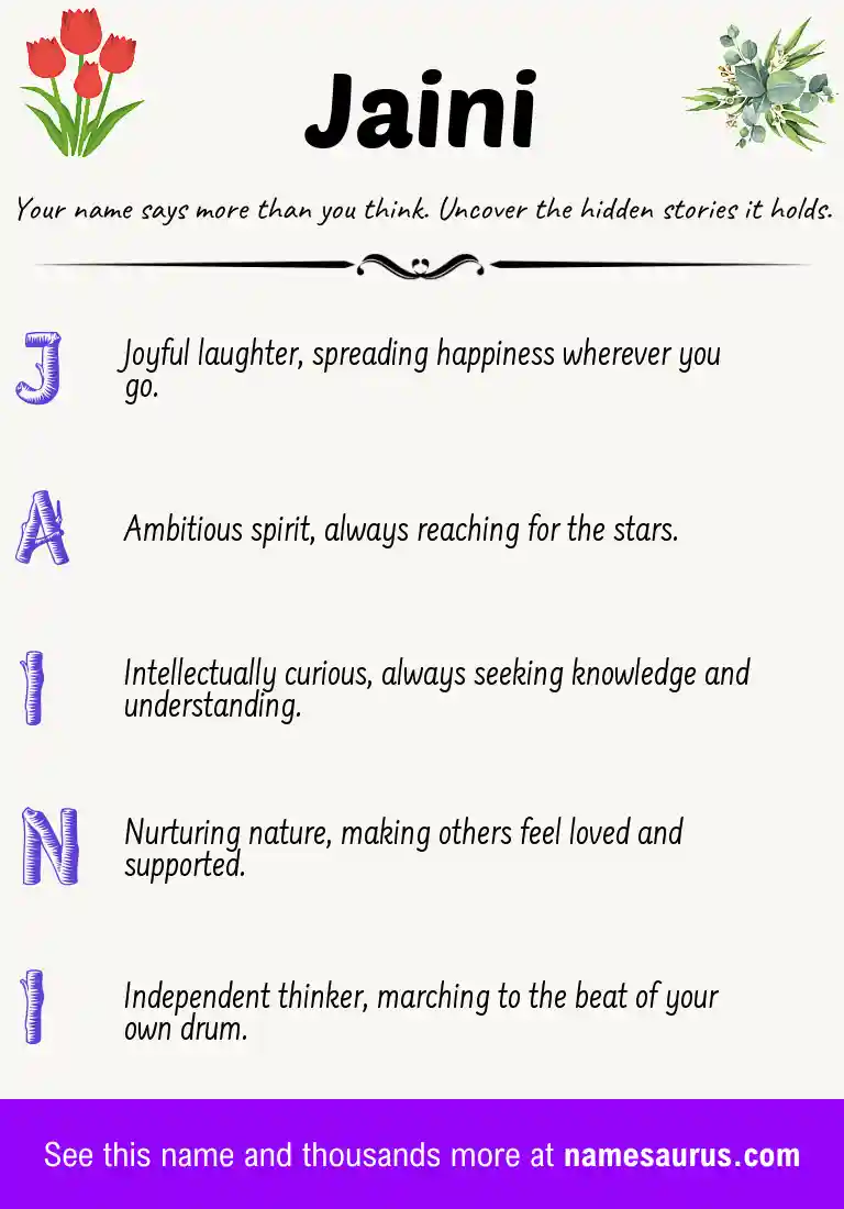 Acrostic poem about Jaini.