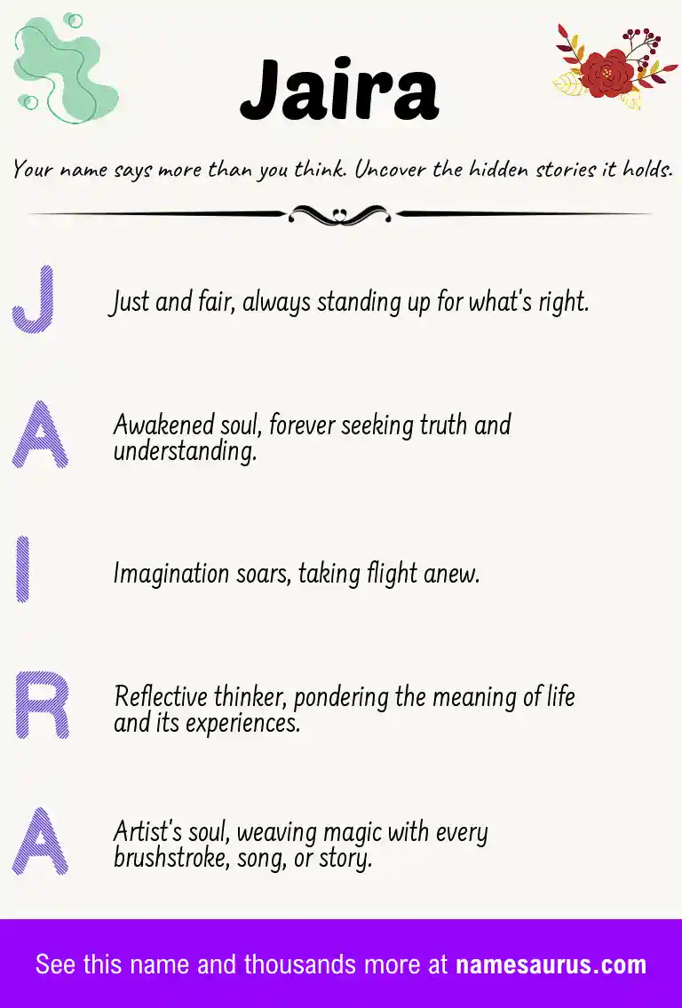 Acrostic poem about Jaira.