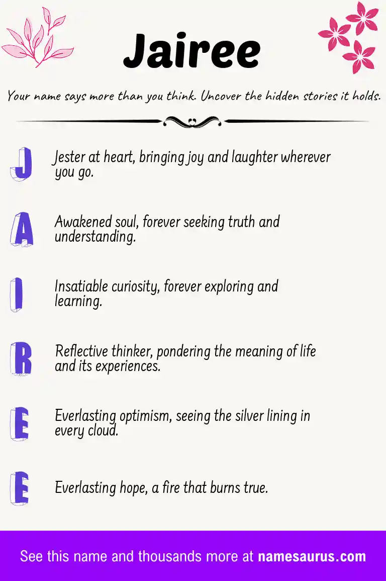 Acrostic poem about Jairee.