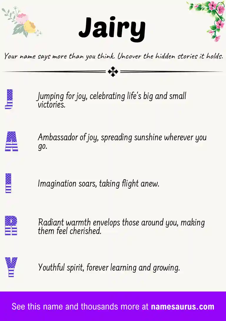 Acrostic poem about Jairy.