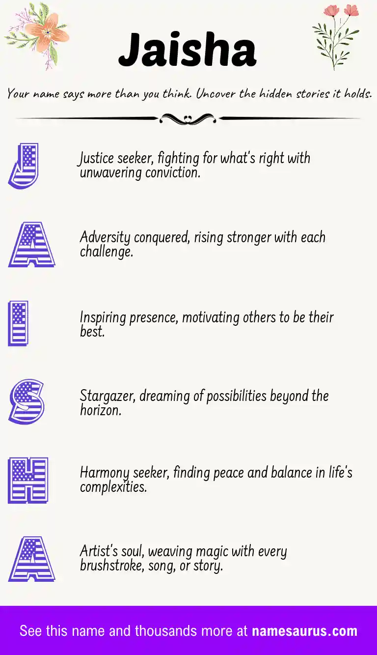 Acrostic poem about Jaisha.