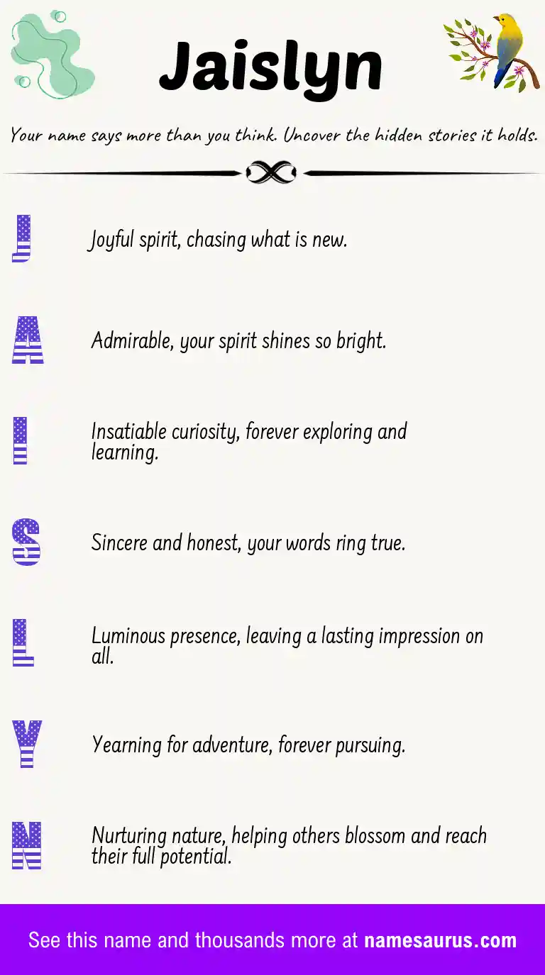 Acrostic poem about Jaislyn.