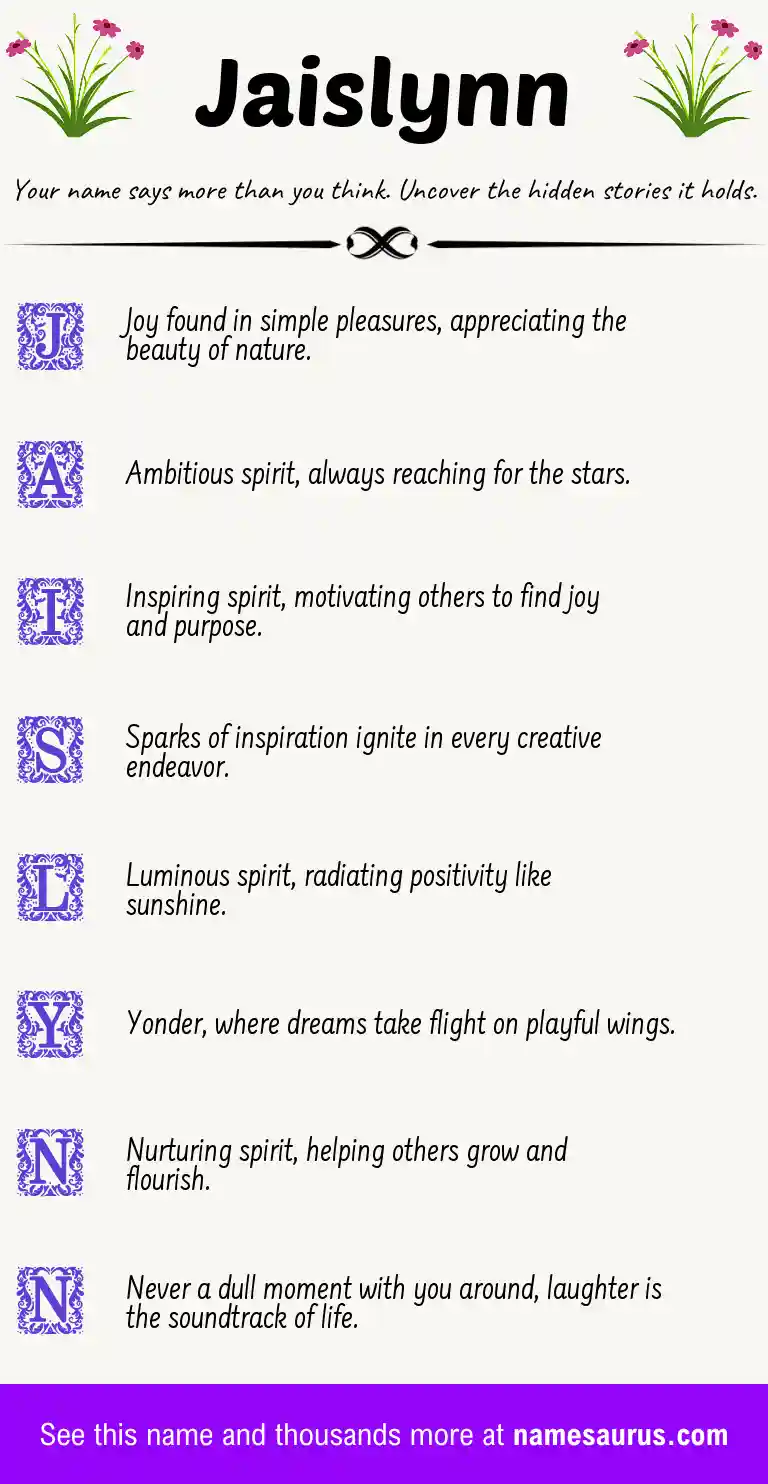Acrostic poem about Jaislynn.