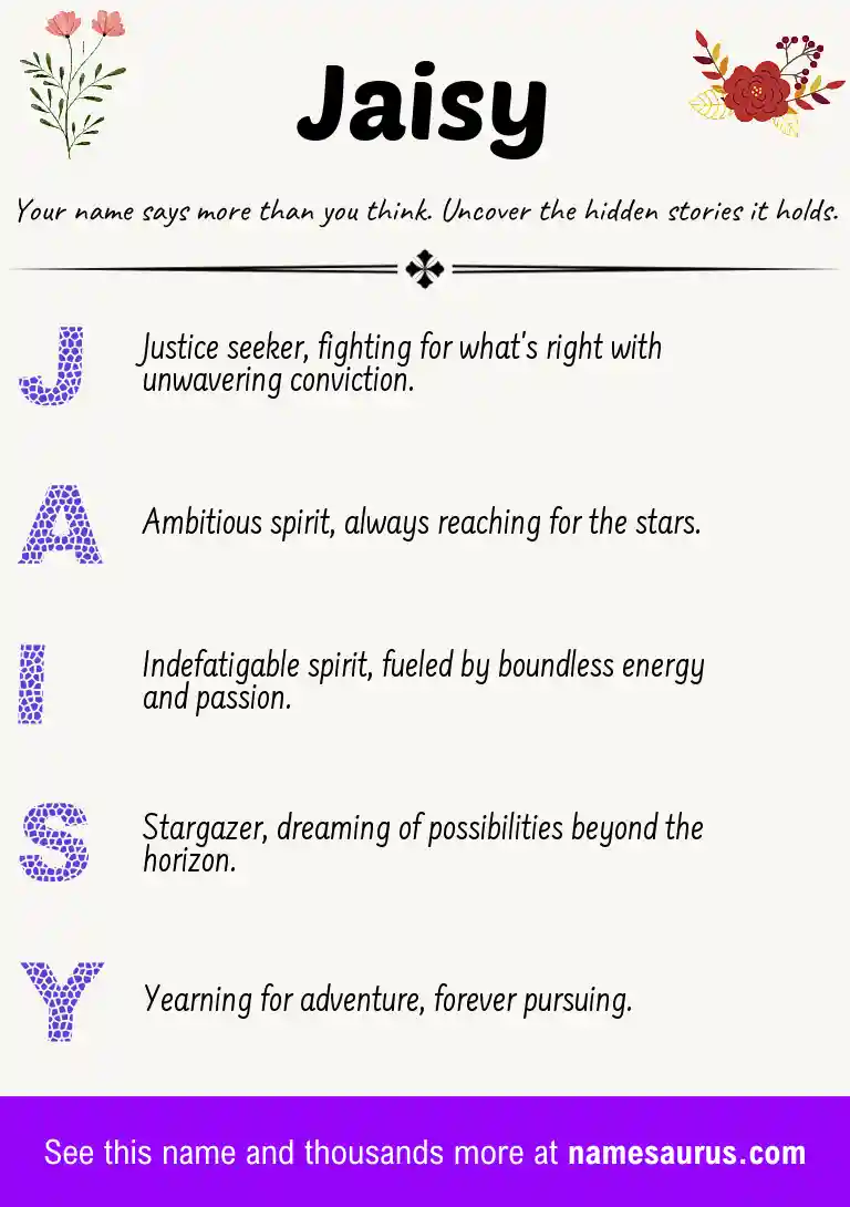 Acrostic poem about Jaisy.