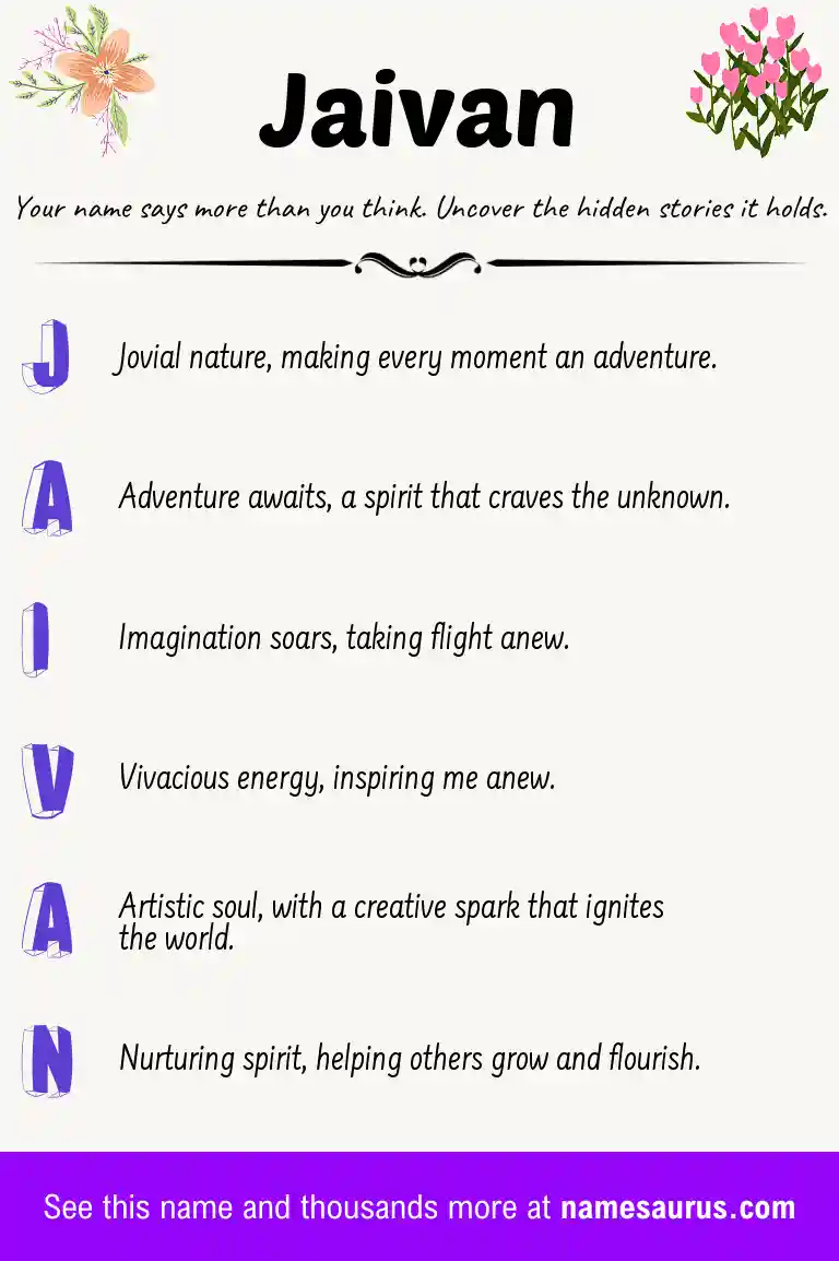 Acrostic poem about Jaivan.