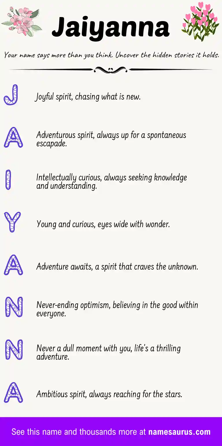 Acrostic poem about Jaiyanna.