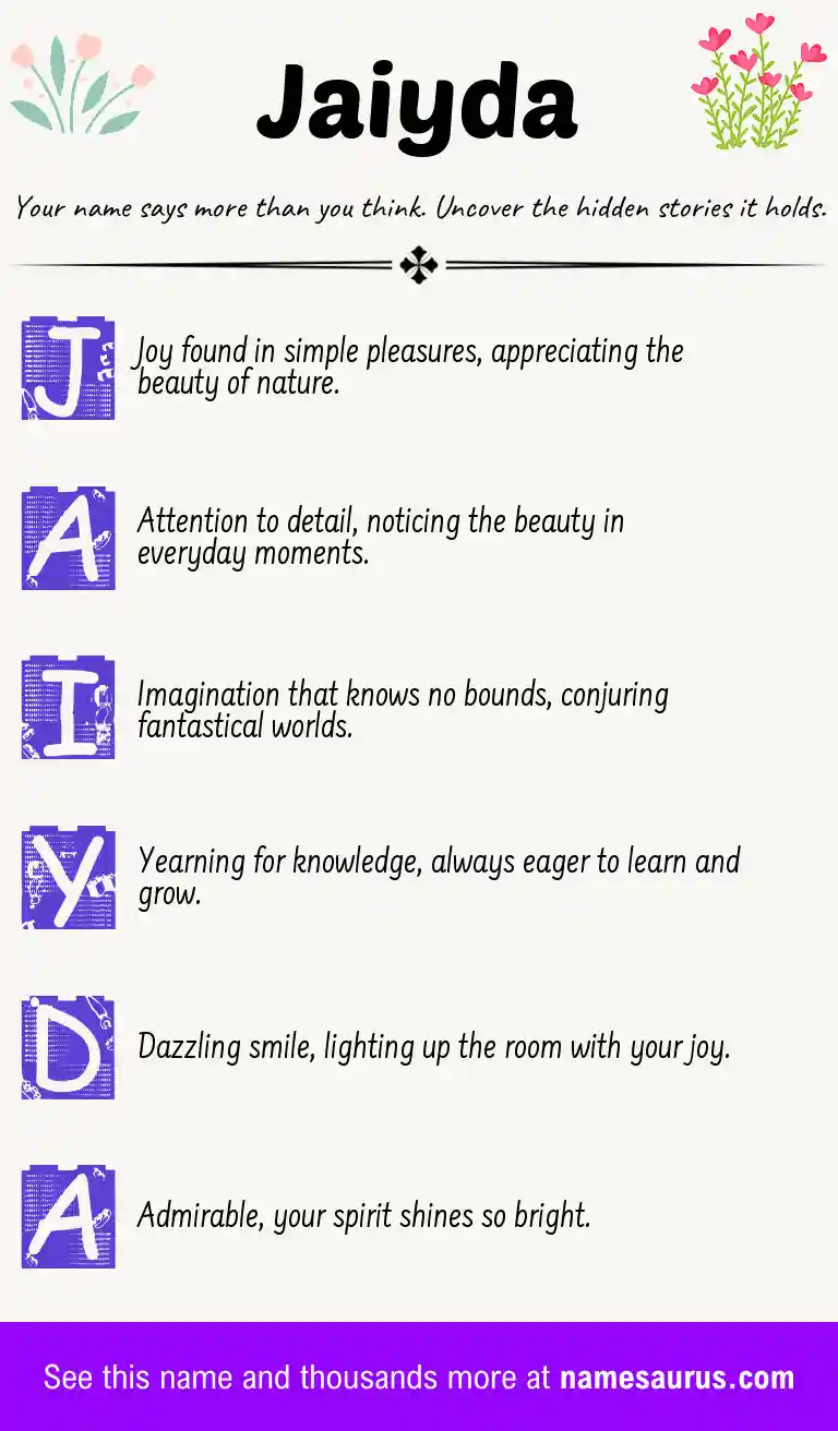 Acrostic poem about Jaiyda.