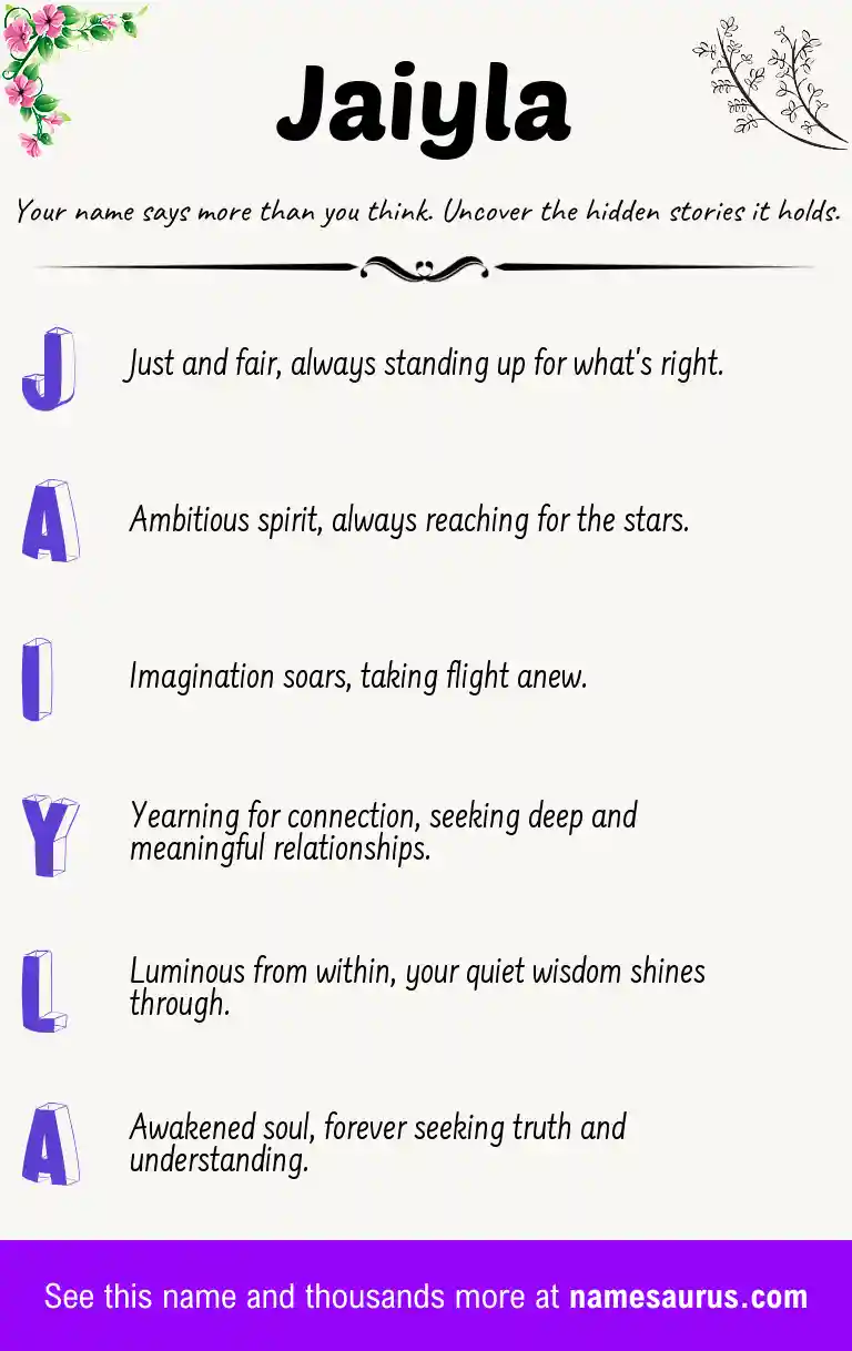 Acrostic poem about Jaiyla.