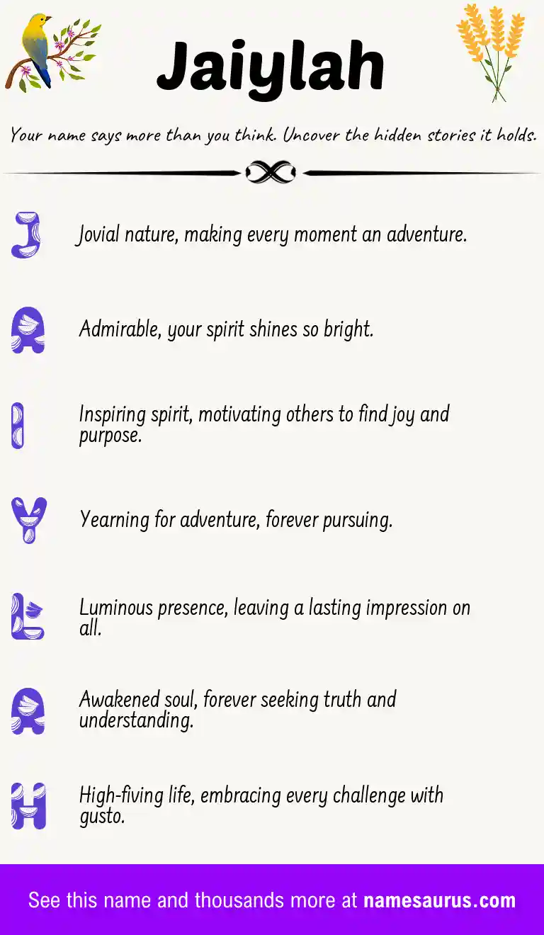 Acrostic poem about Jaiylah.