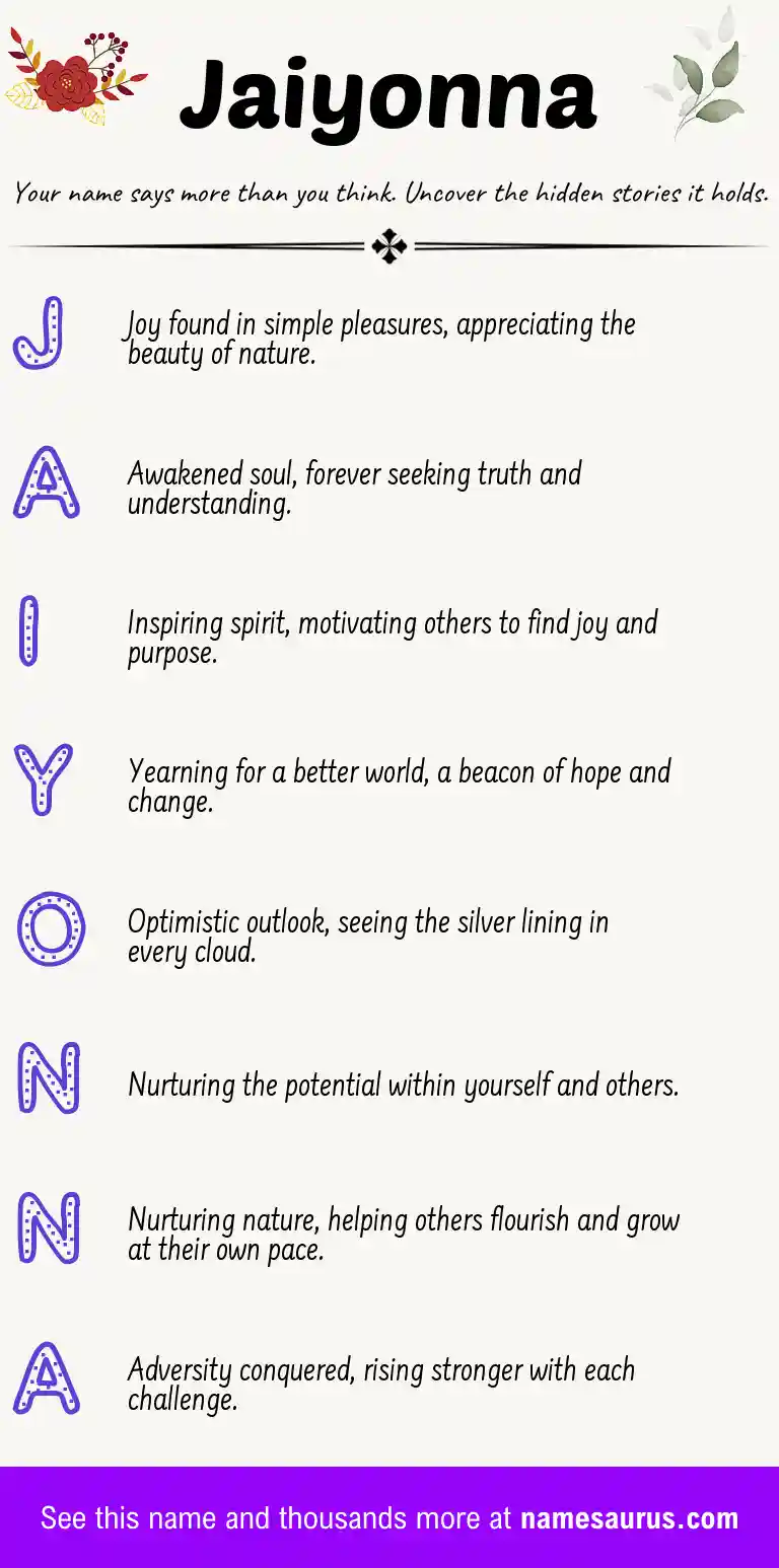 Acrostic poem about Jaiyonna.