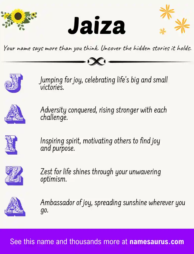 Acrostic poem about Jaiza.