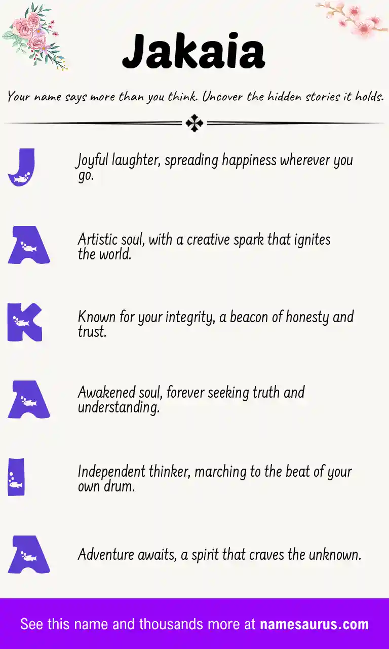 Acrostic poem about Jakaia.