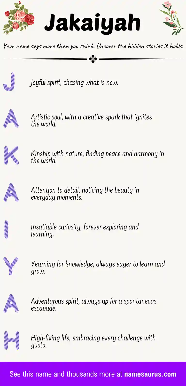 Acrostic poem about Jakaiyah.