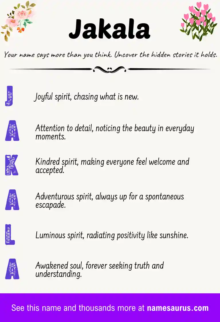 Acrostic poem about Jakala.