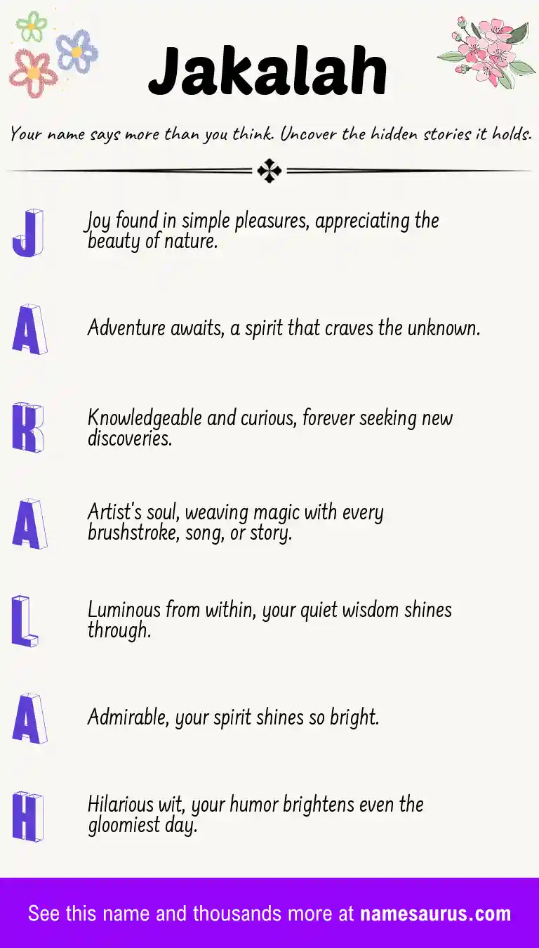 Acrostic poem about Jakalah.