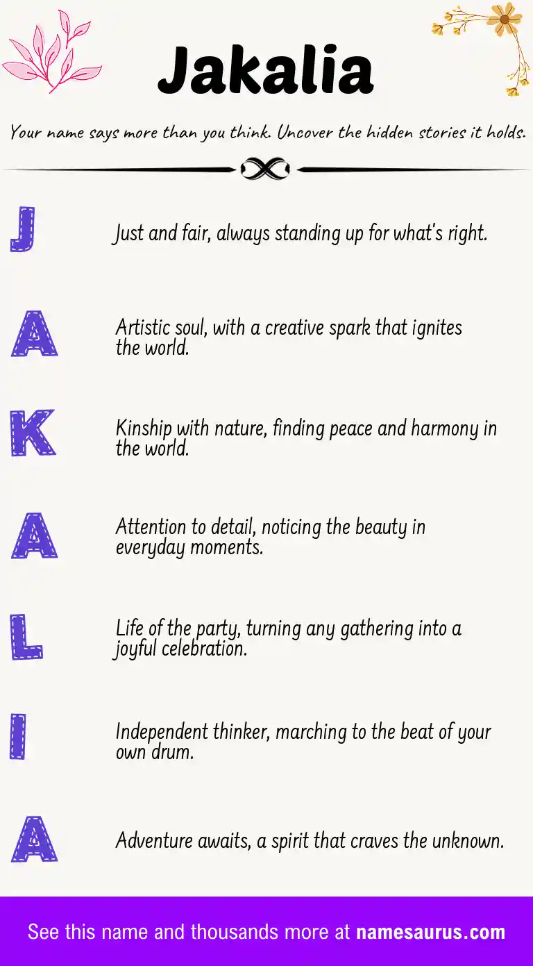 Acrostic poem about Jakalia.